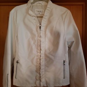 Dress Barn White Faux Leather Jacket